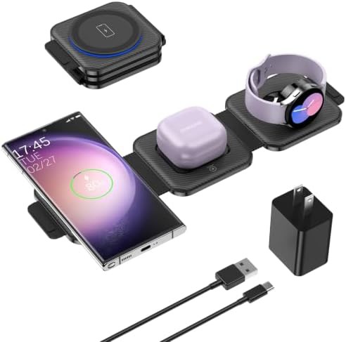 Black three in one travel charging stand