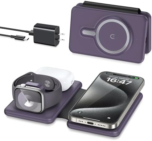 Magnetic three in one folding charging pad