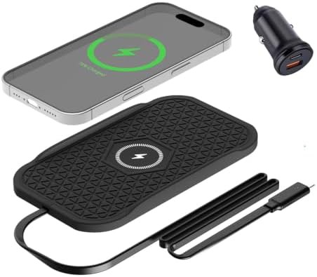 Black silicone non slip car charging mat