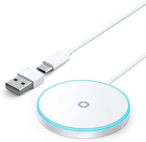 White magnetic charging pad for iPhone