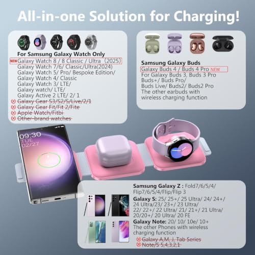 Pink foldable three in one charging station — photo 3