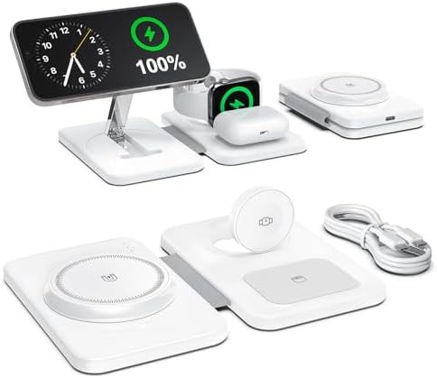 Foldable magnetic three in one travel station