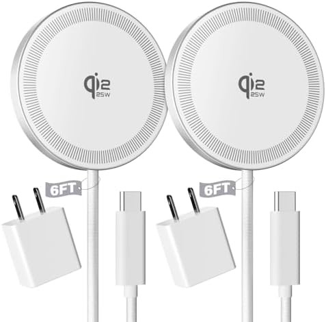 White magnetic wireless charger two pack