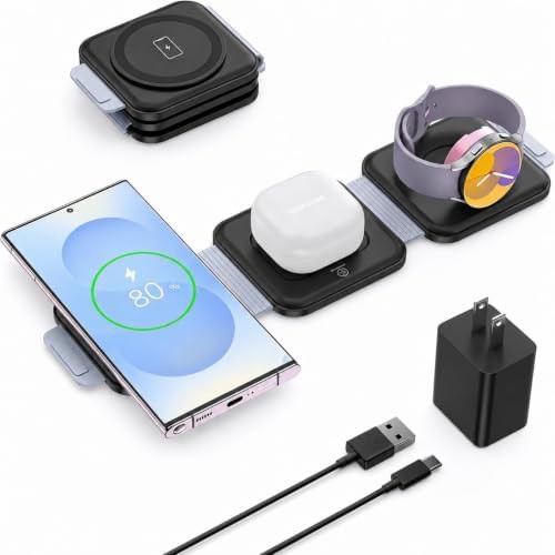 Grey foldable multi device wireless charger