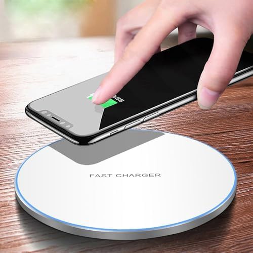 Slim aluminum white wireless charging pad — photo 4